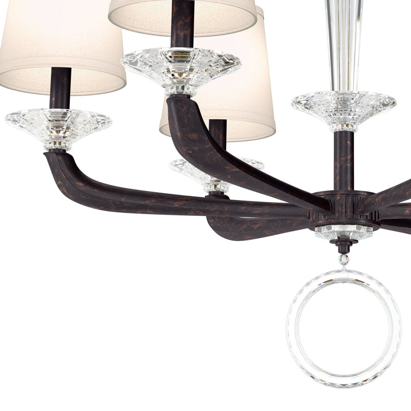 Emilea 6 - Light Glass Chandelier, Heirloom Bronze