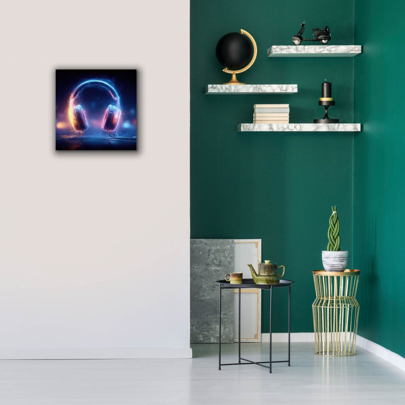  «Radiance Headphones» par Ann Klee, art mural sur toile, 18 po x 18 po, H 18 po x l 18 po