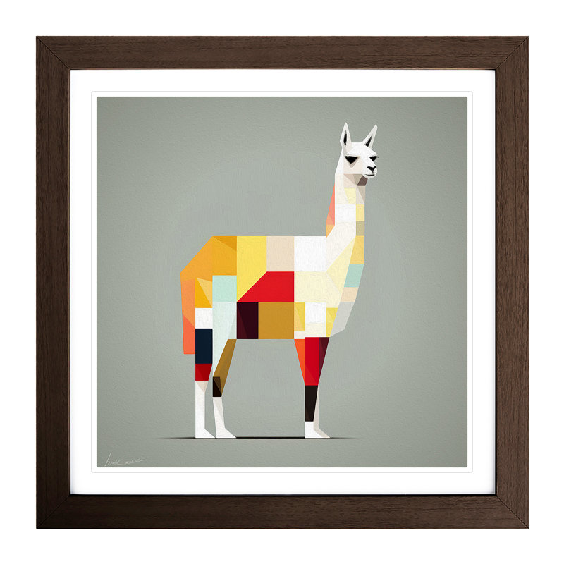 Llama Suprematism No.4 - Framed Print, Walnut