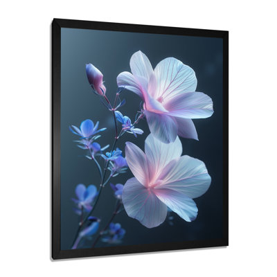 Rose rose et bleu, fleurs de pommier - Décoration murale fleur de pommier