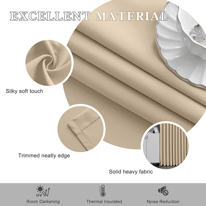 Blackout Pencil Pleat Curtains - Thermal Insulated, Light Blocking Window Drapes, 168cm Width x 213cm Drop (Single Panel)   