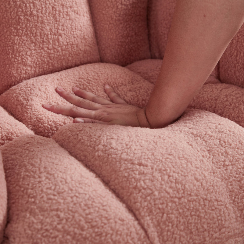 Fauteuil berçant et oscillant rembourré et rembourré en tissu, Rose