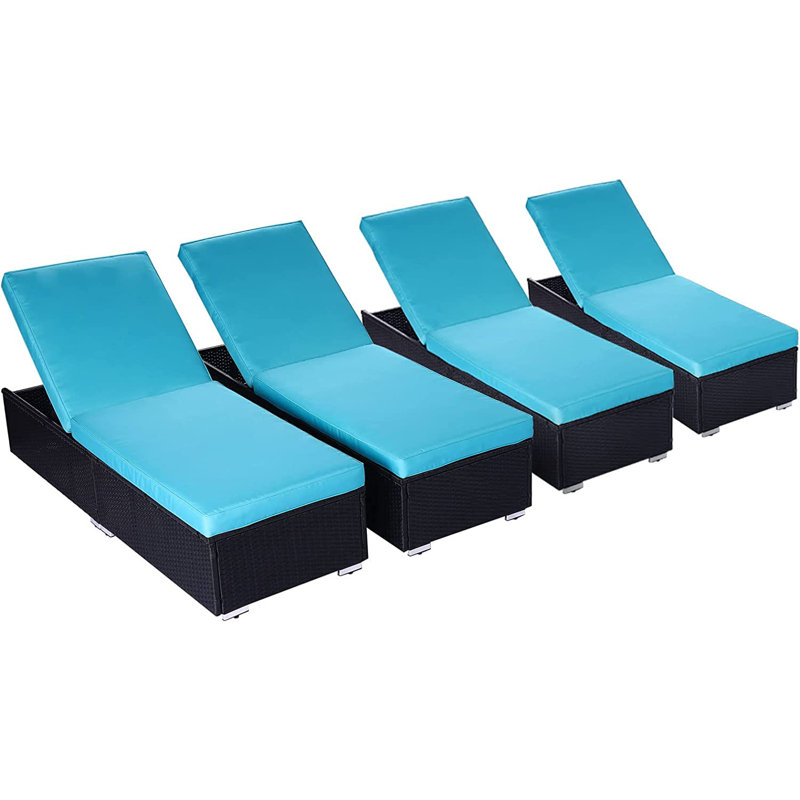 Ensemble de chaises longues inclinables 79 po, Bleu
