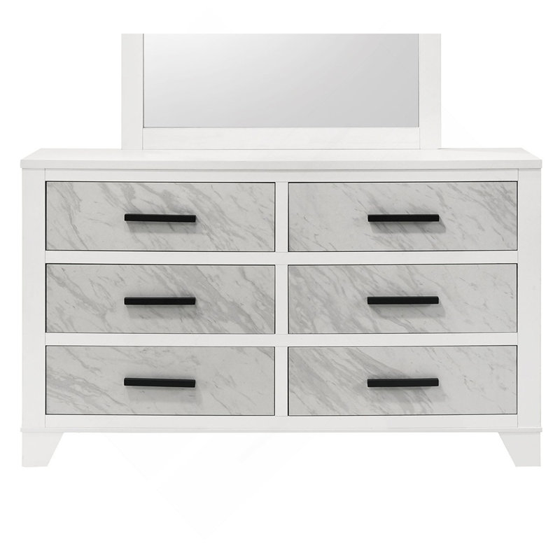 Commode en faux marbre avec poignées noires