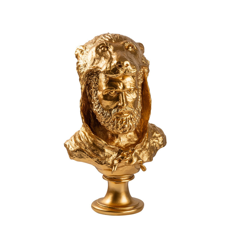 Hand-Painted Decorative Object, Gold, 11.8 x 19.3 x 8.7 inches | 100% Polyester, Unique Color Variations | Elegant Home Decor Accent, Perfect for Living Room & Office Styling, Artisanal Craftsmanship