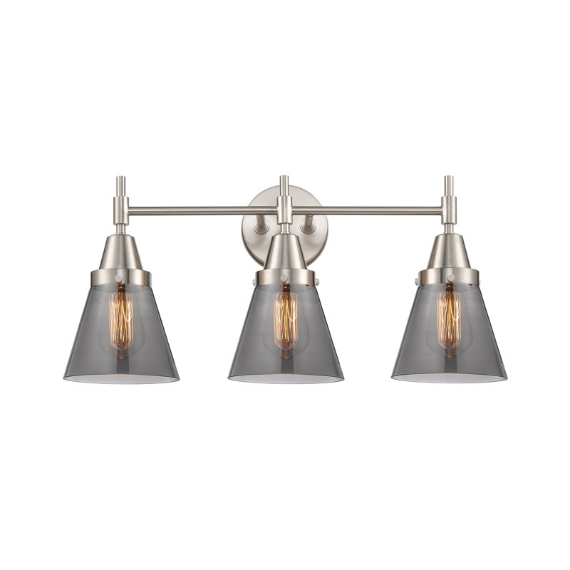 Éclairage pour meuble-lavabo à 3 lumières à intensité variable Gayle, Nickel satiné, Ampoule DEL rétro 4 watts