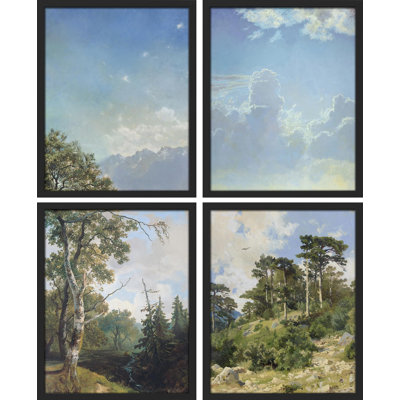 «Classic Sky and Landscape Realistic Nature», impression sur papier 4 pièces