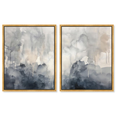 «Mute Ocean Hues», ensemble de 2 toiles abstraites par Art Remedy