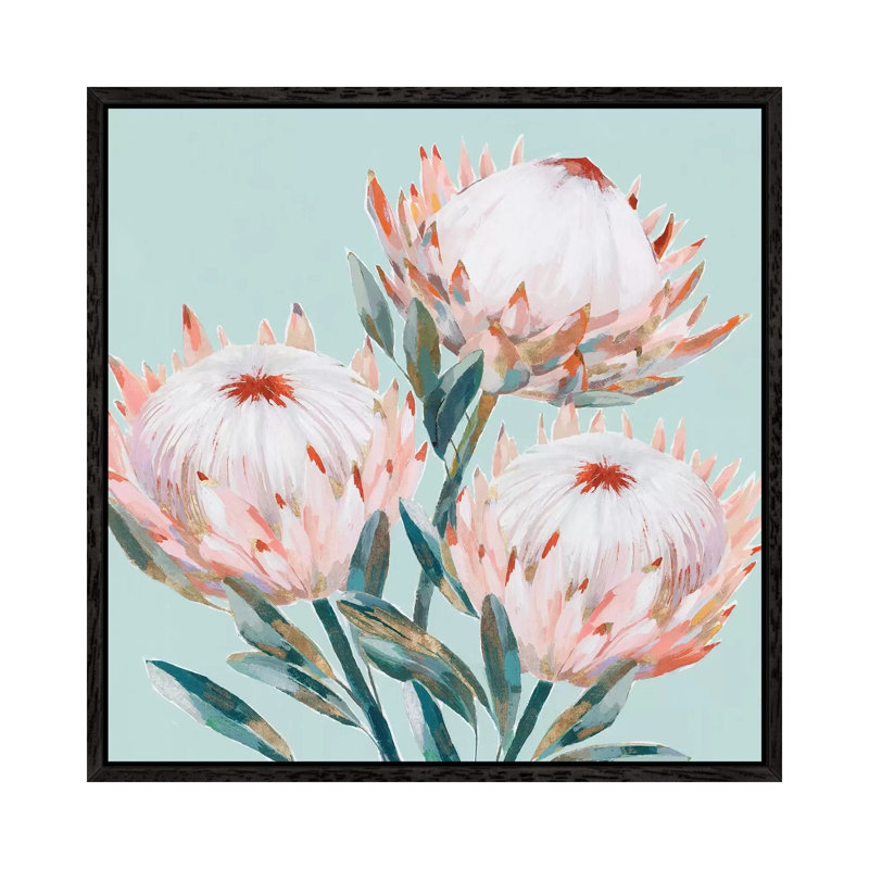 King Protea II Mint Version by Isabelle Z - Painting on Canvas, Black Framed, 66.04 cm H x 66.04 cm W