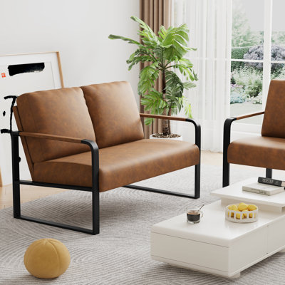 Azita 49'' Faux Leather Loveseat