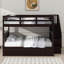 Lit superposé double sur lit double pour chambre à coucher, avec tiroir, espace de rangement et garde-corps sur escalier-1407840341