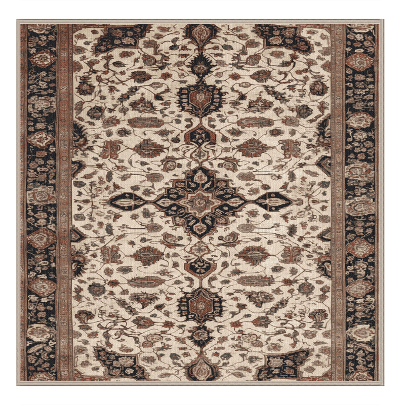Machine Washable Persian Brown Area Rug, Square 6'