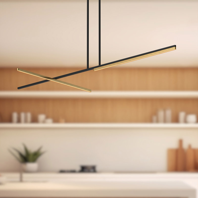 Shift 1 - Light LED Pendant, 1.25" H x 59.88" W x 0.63" D, Black/Brushed Gold