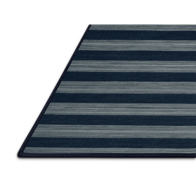 Machine Washable Horizontal Stripes Gray Area Rug, Rectangle 4' x 6'