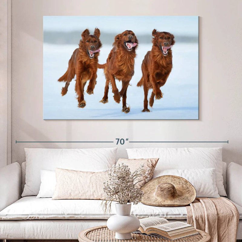Running Irish Setters, 34" H x 51" W