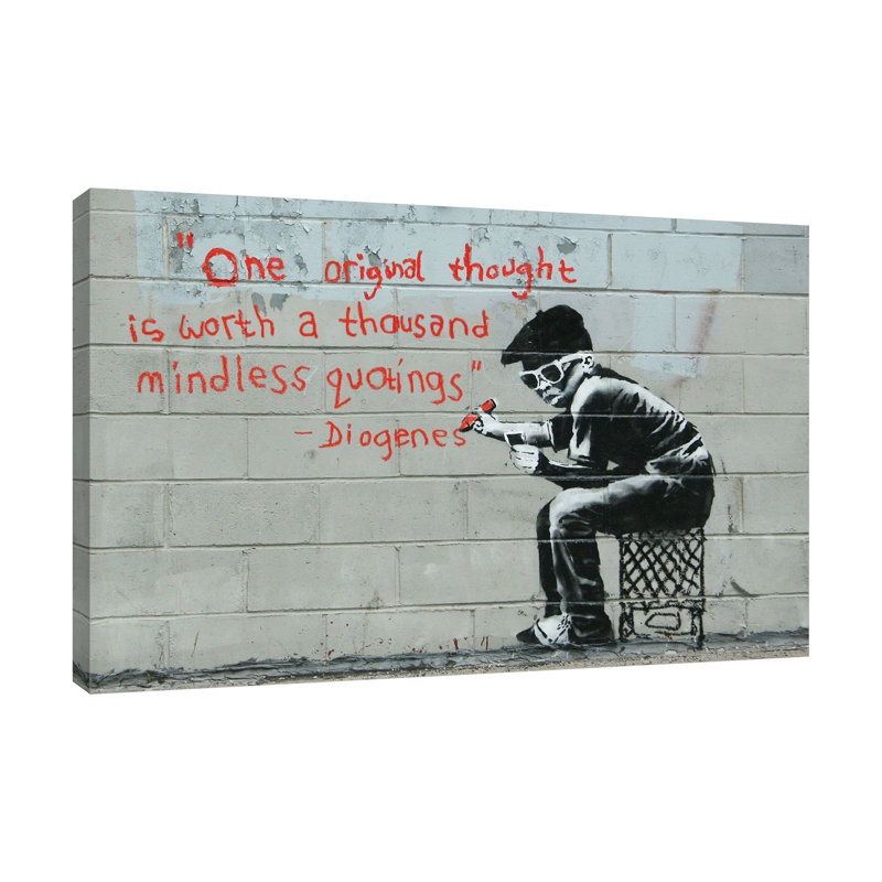 One Original Thought by Banksy - Wrapped Canvas Print, 71 cm H x 107 cm W x 3 cm D