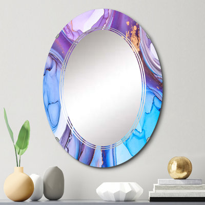 Miroir mural moderne mauve et turquoise abstrait et fluide