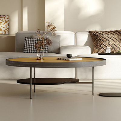 Minimal saddle leather high art tea table
