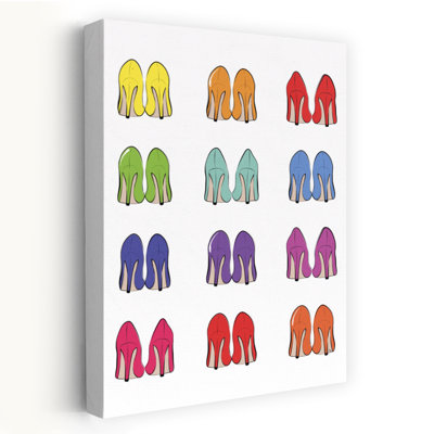 Colorful High Heels Bold Colorful Contemporary Elephant Animal Portrait Wall Art Print by Martina - Wrapped Canvas Print