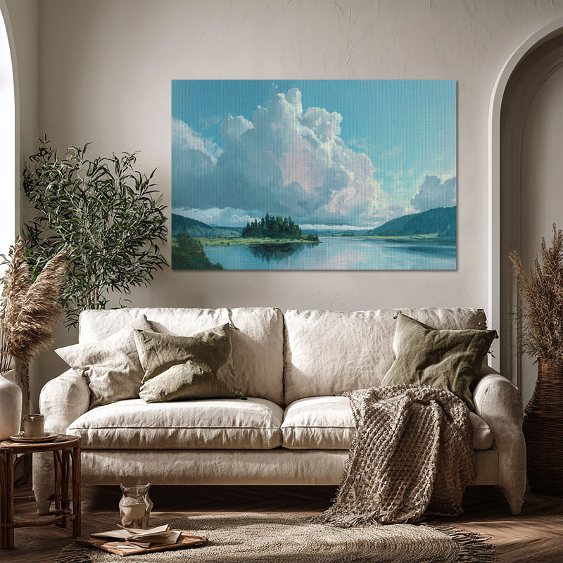 Art mural sur toile Fluffy Blue Clouds, L 48 po x H 32 po