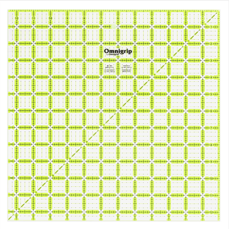 Règle de courtepointe carrée antidérapante Omnigrip 12 1/2 po x 12 1/2 po