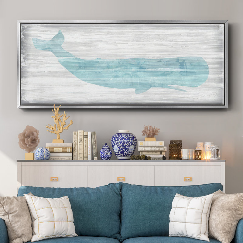 Baleine IV - toile encadrée, H 8 po x l 20 po x P 1,5 po, Argent