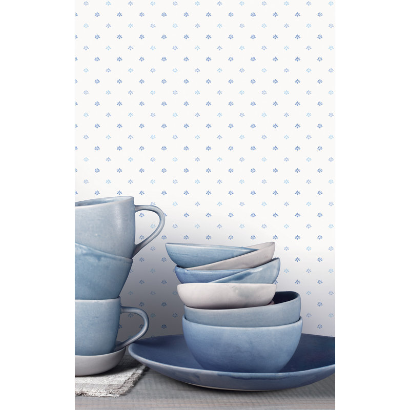 Capehart 25.4m x 53cm Matte Wallpaper Roll, Blue/White