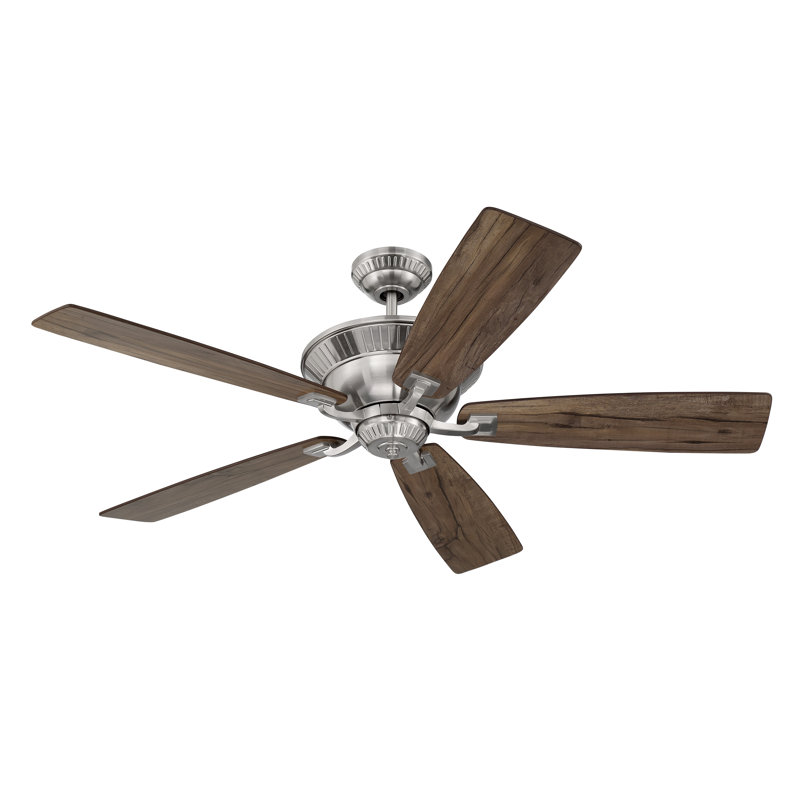 Ventilateur de plafond standard 52 po Remerton, Nickel poli brossé / brun