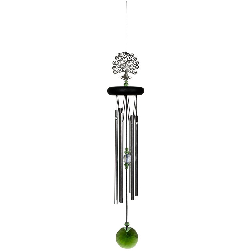 Crystal Accented Tree of Life Silver Wind Chime