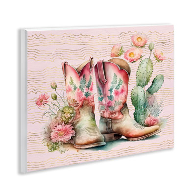  Art mural "Country bottes with cacti" par lettré et doublé