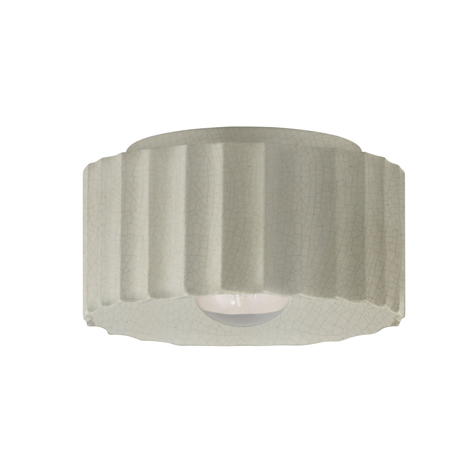 Colgate Single Light Ceramic Flush Mount, White Crackle, 6.5" H x 10" W x 10" D