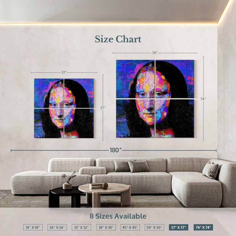 Leisha Mona Lisa électrifiée, H 57 po x l 57 po