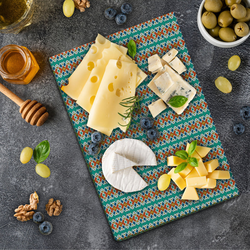 Ambesonne Ethnic Tempered Glass Cutting Board Pattern Multicolor