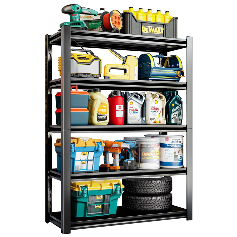 Étagères de rangement Makaylin H 72 po, étagère de garage à 5 niveaux ajustables, H 72 po x l 31,7 po x P 16,3 po, Noir