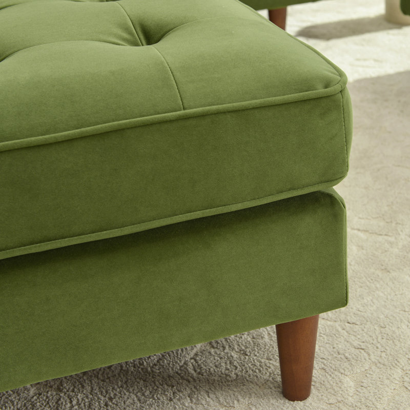Repose-pieds de 30 po Geo, Velours, Vert olive