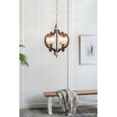 Luminaire suspendu en bois naturel à 6 lumières de style lustre en bois pour cuisine, salle à manger, ampoule non incluse