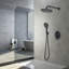 Système de douche rond noir mat avec pomme de douche à pluie de 12 pouces et douchette