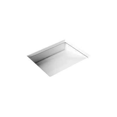 Lavabo de salle de bain encastré en résine 19,7 po x 16,5 po Badeloft UB-04-M-G blanc brillant