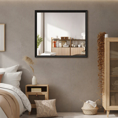 40x36 Inch Oversized Modern Rectangle Bathroom Mirror with Black Frame