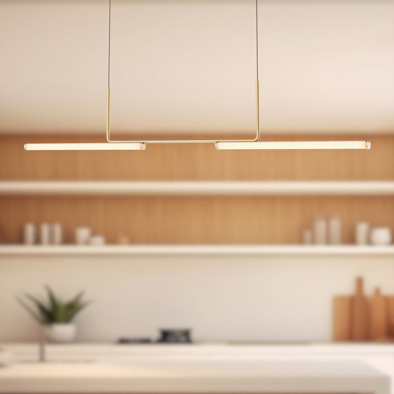 Vesper 1 - Light LED Pendant, Brushed Gold, 13.63" H x 73" W x 1.75" D