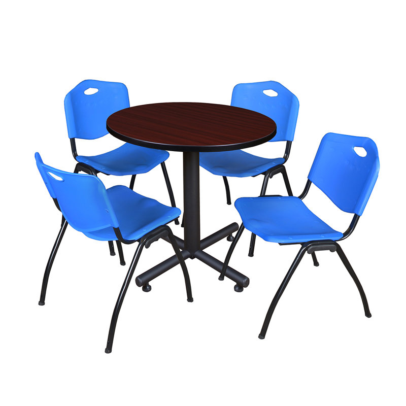 Table de salle de repos Nicklo, Acajou, Bleu