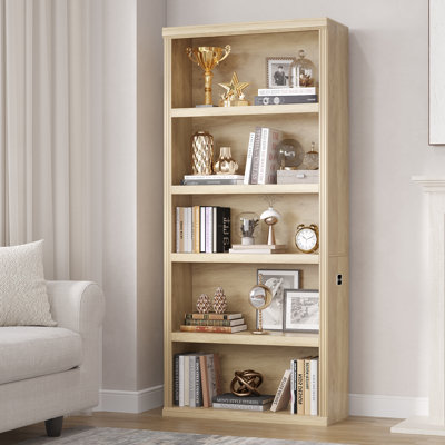 180cm H 5 Tier Freestanding Bookcase with 3-Colour Motion Sensor LED Lights