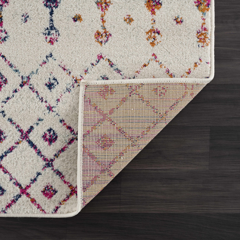 Tapis beige, gris, orange, bleu et mauve Aleiya Afsin, Rectangle 5 pi 3 po x 7 pi 3 po