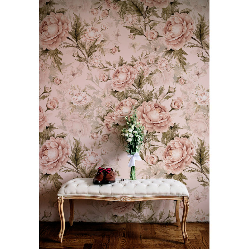 Papier peint floral Blush, L 37 po x l 56 po