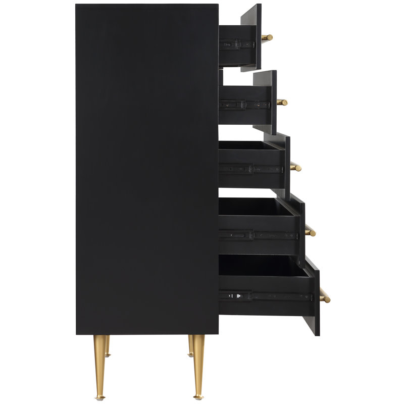 Commode 5 tiroirs Orson, Noir