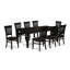 Ensemble de table et chaises de cuisine 9 pièces comprenant une table de salle à manger rectangulaire avec rallonge papillon et 8 chaises en bois massif, noir-422888080-479354332-479354328