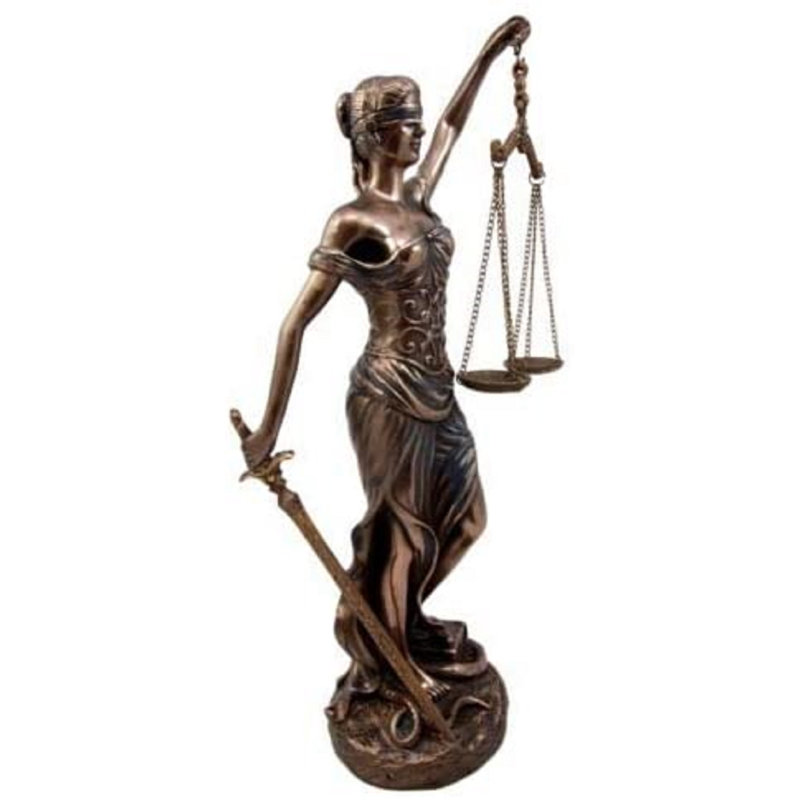 Statue de la déesse de la justice antique grecque de la Trinité Trinx avec une épée et des échelles de jugements décoratives Figurine en résine bronzée Home Office Decor (moyenne 12 po de hauteur)