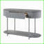 Table basse à haute brillance grise avec pieds chromés, rangement intégré Conception peu encombrante