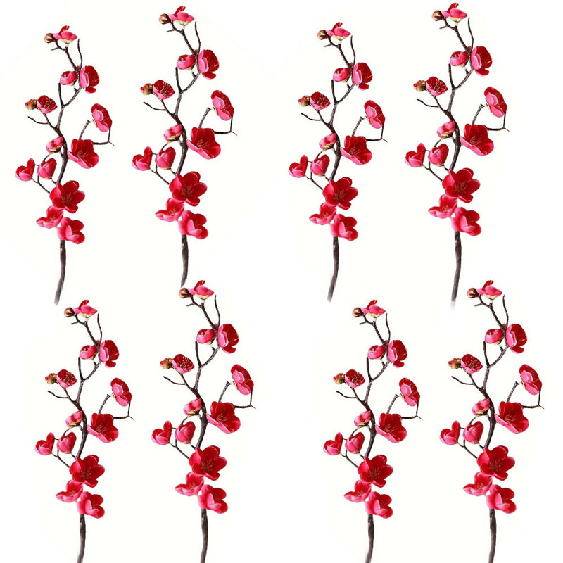 8 pièces de fleurs de prunier artificielles avec une véritable touche de fleur de cerisier artificielle pour une courte tige de table