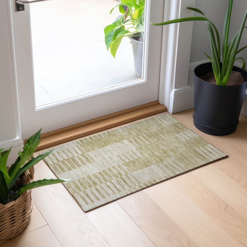 Lavonia Washable Striped Indoor / Outdoor Rug, Rectangle 1'8" x 2'6"